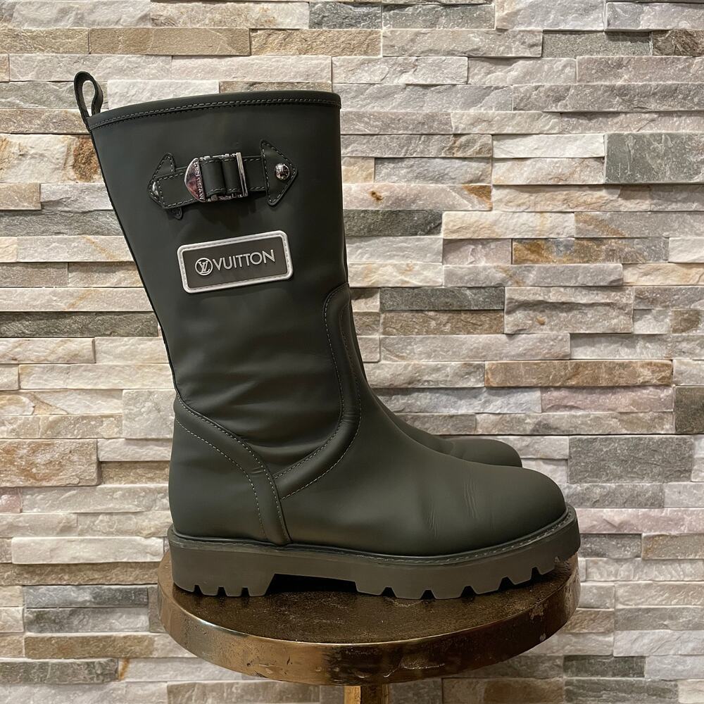 Louis Vuitton 40 Rubber Territory Boots | Olive Green, Calfskin EU 40/US 9 Italy - Picture 2 of 14